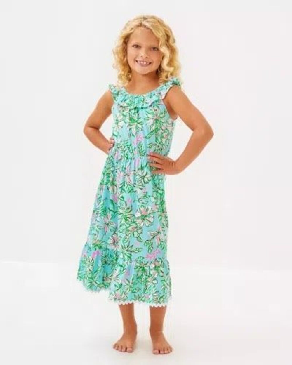 NEW WITH TAGS LILLY PULITZER Girls Zetta Midi Dress In Multi Lil Sun Of A Bun